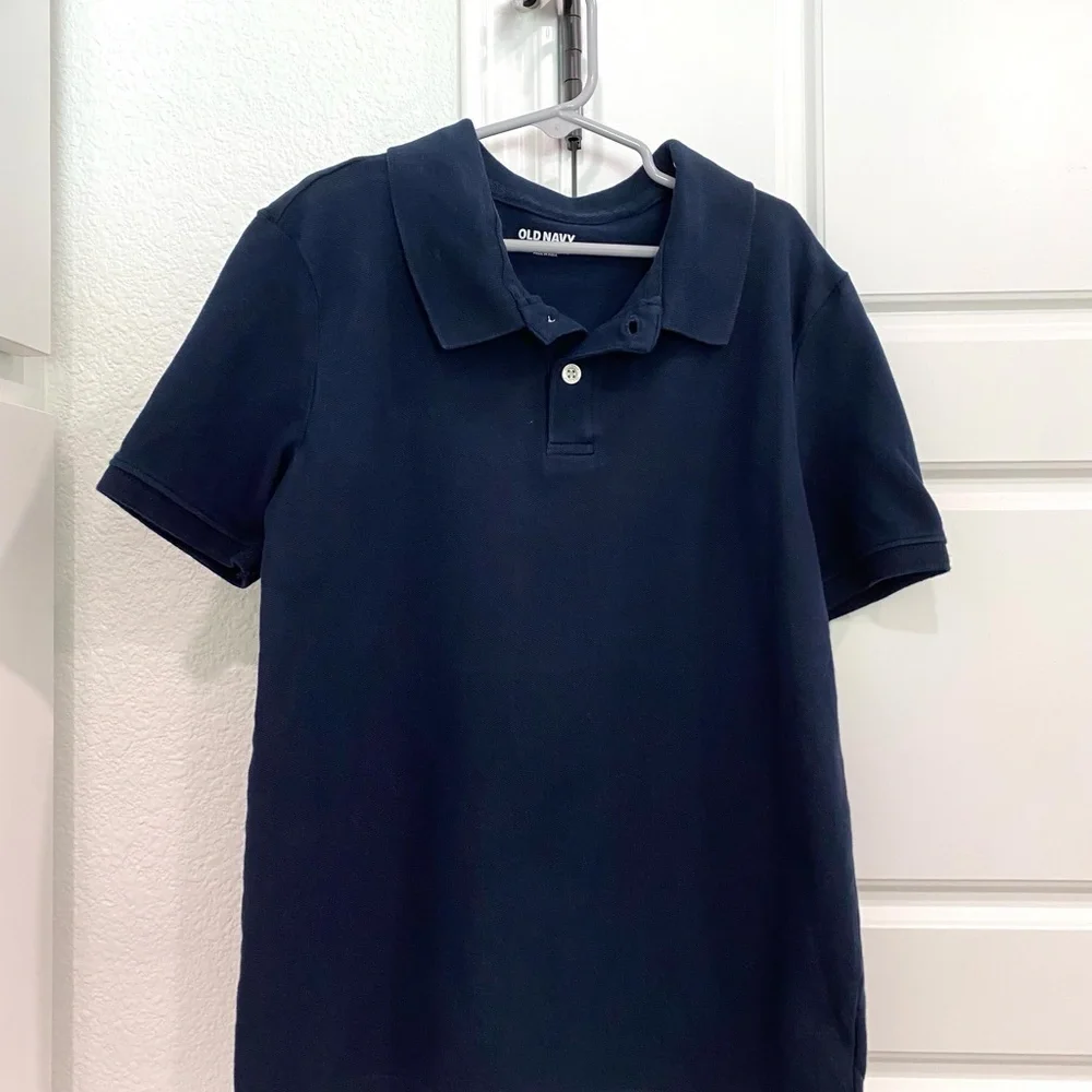 Old Navy Boys Navy Blue Polo Shirt Short Sleeve Size Large 10/12